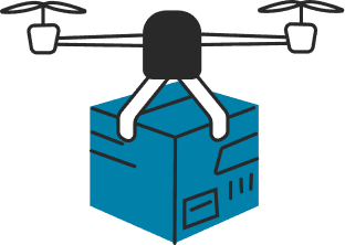 Drone delivering a box of company data